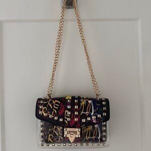 SHEIN Black Multicolor Studded Crossbody Bag